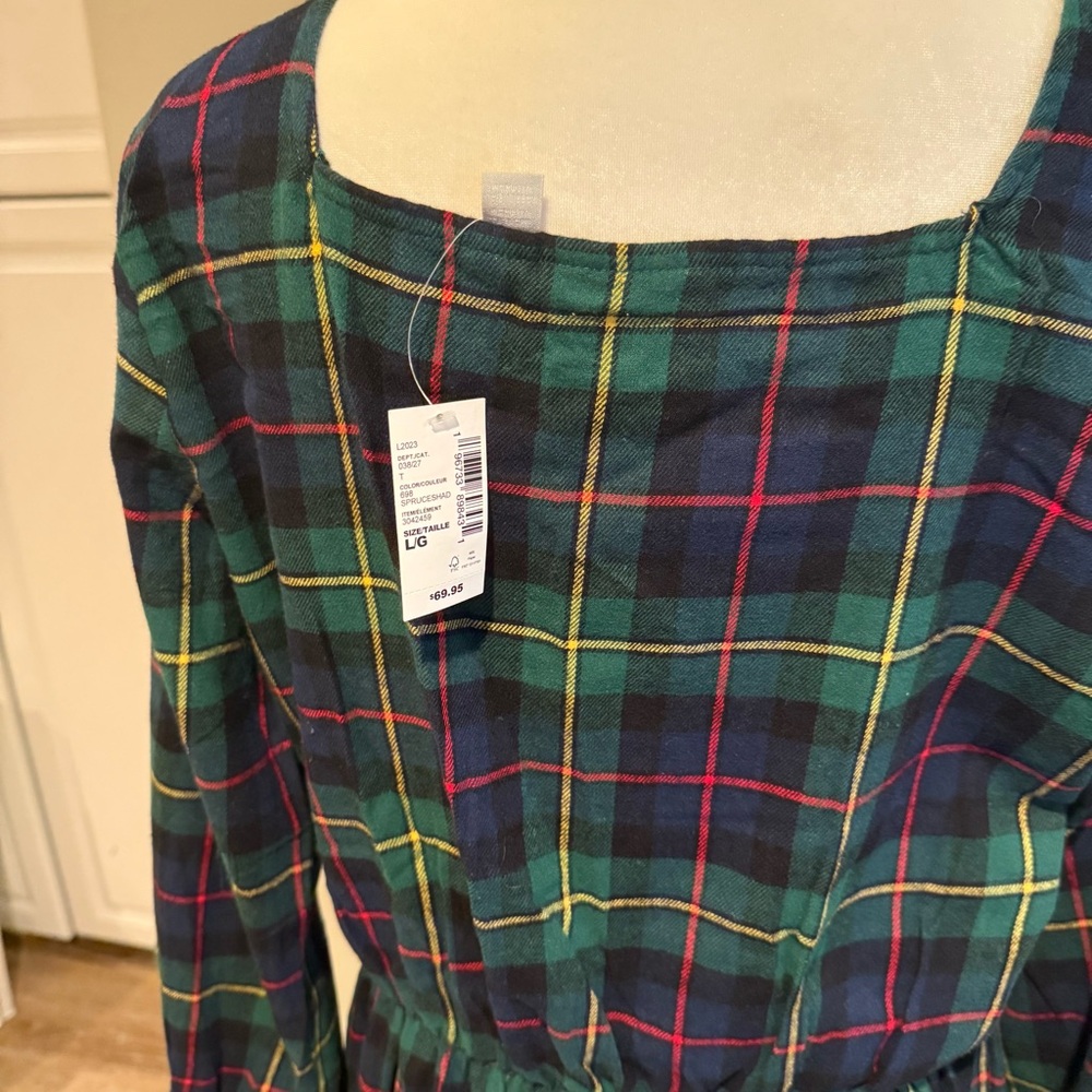 The Children’s Place, Women’s Plaid Fleece Long Sleeve Dress, Size L - Picture 6 of 13